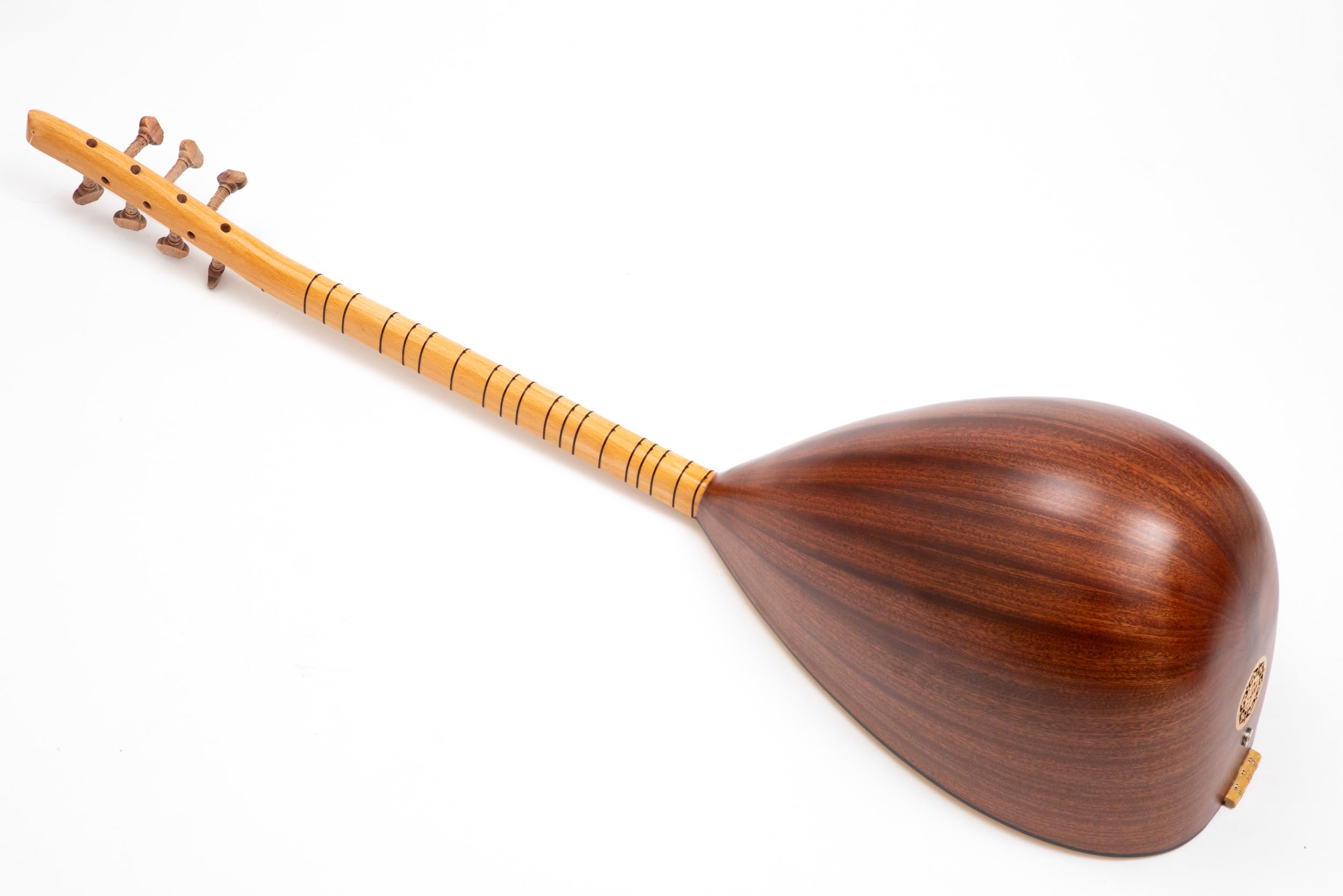 Short Neck Saz Baglama with Special Mahogany & Built-in Pickup, Rosewood pegs Hand Made instrument With picks and extra strings set - Image 7