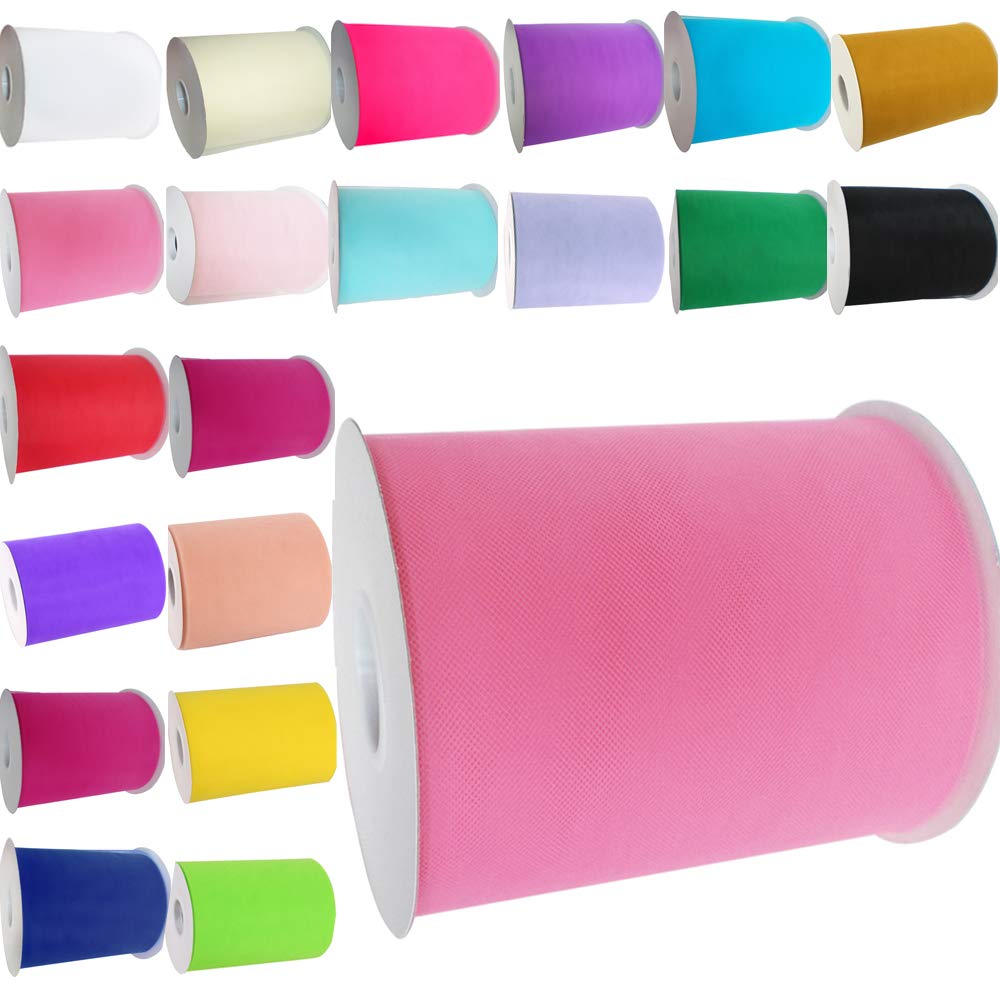 Time to Sparkle 6 Inchs x 100yards/300FT Tulle Roll Spool Tutu Party Birthday Wraping Crafts Bridal Bow Skirt Wedding Decor, Pink