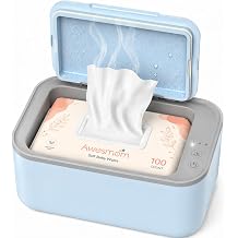 Wipe Warmer for Baby &amp; Most Adult Wipes, 3 Heat Settings, Blue | Diaper Wipe Warmer and Baby Wipe Dispenser for Wet Wipes, Holds Up to 100 Wipes with Quiet Four-Side Heating
