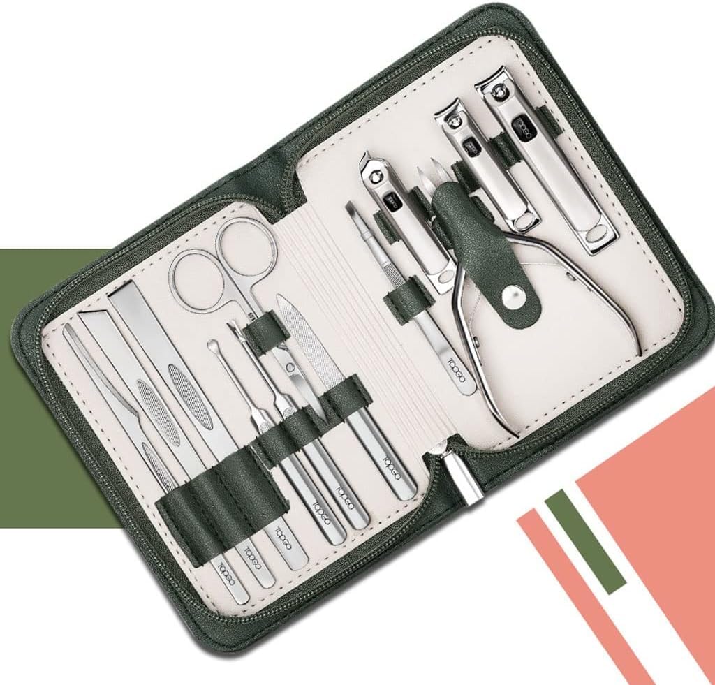 Set di 12 tagliaunghie, Set per Pedicure e Cura Personale, Set di Bellezza, Kit per Manicure e Pedicure Leggero e Adatto ai Viaggi
