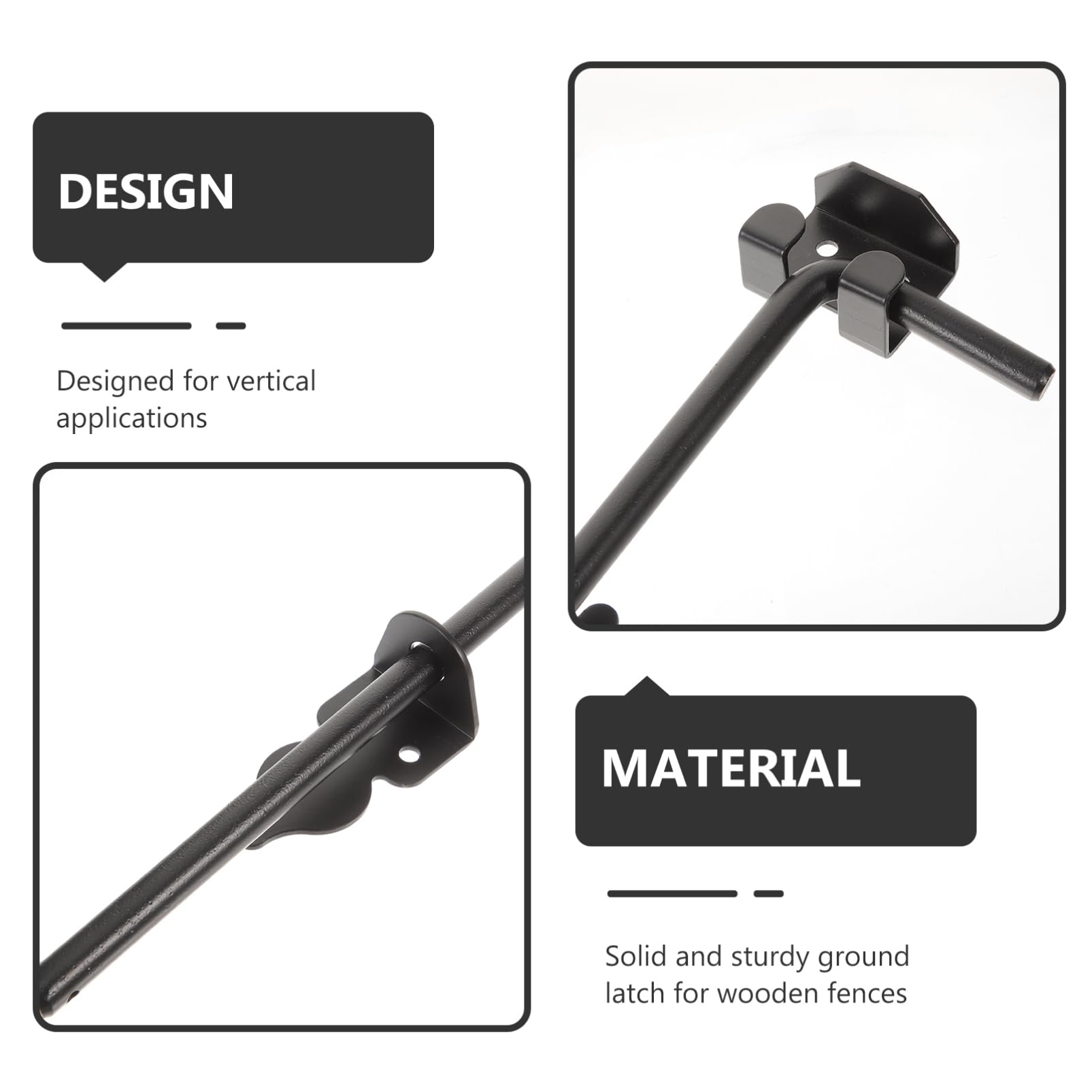 Operitacx Loquet de Porte de Hangar en Fer Noir, Épais et Renforcé, Serrure Robuste pour Portails Bois et Grandes Portes, Installation Extérieure Solide et Sécurisée
