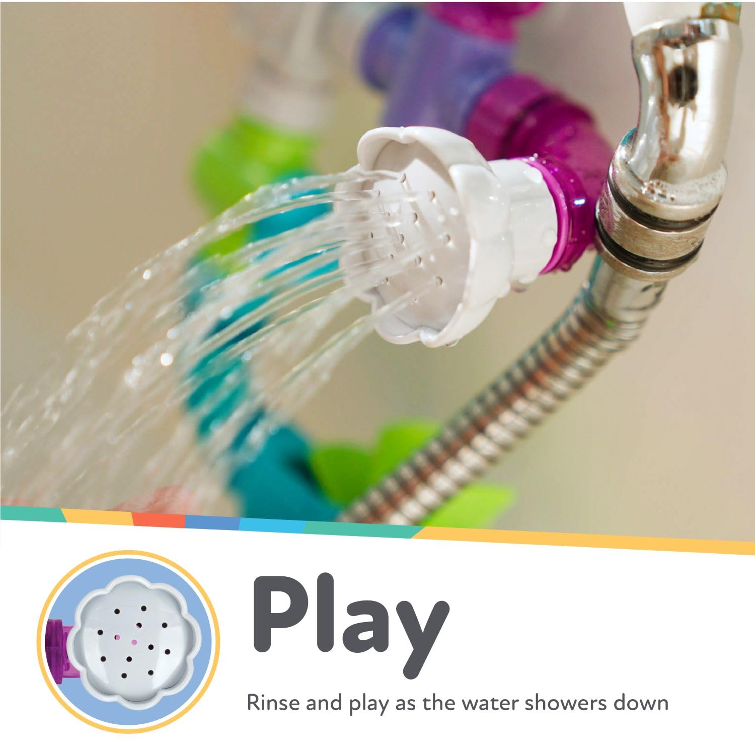Nuby - Wacky Waterworks - Jouet de Bain avec Ventouse et Activités Créatives - 10 Pièces Emboîtables - Aide au Développement sensoriel - Composition et Assemblage Facile - Jouet de Bain Bébé +18 Mois