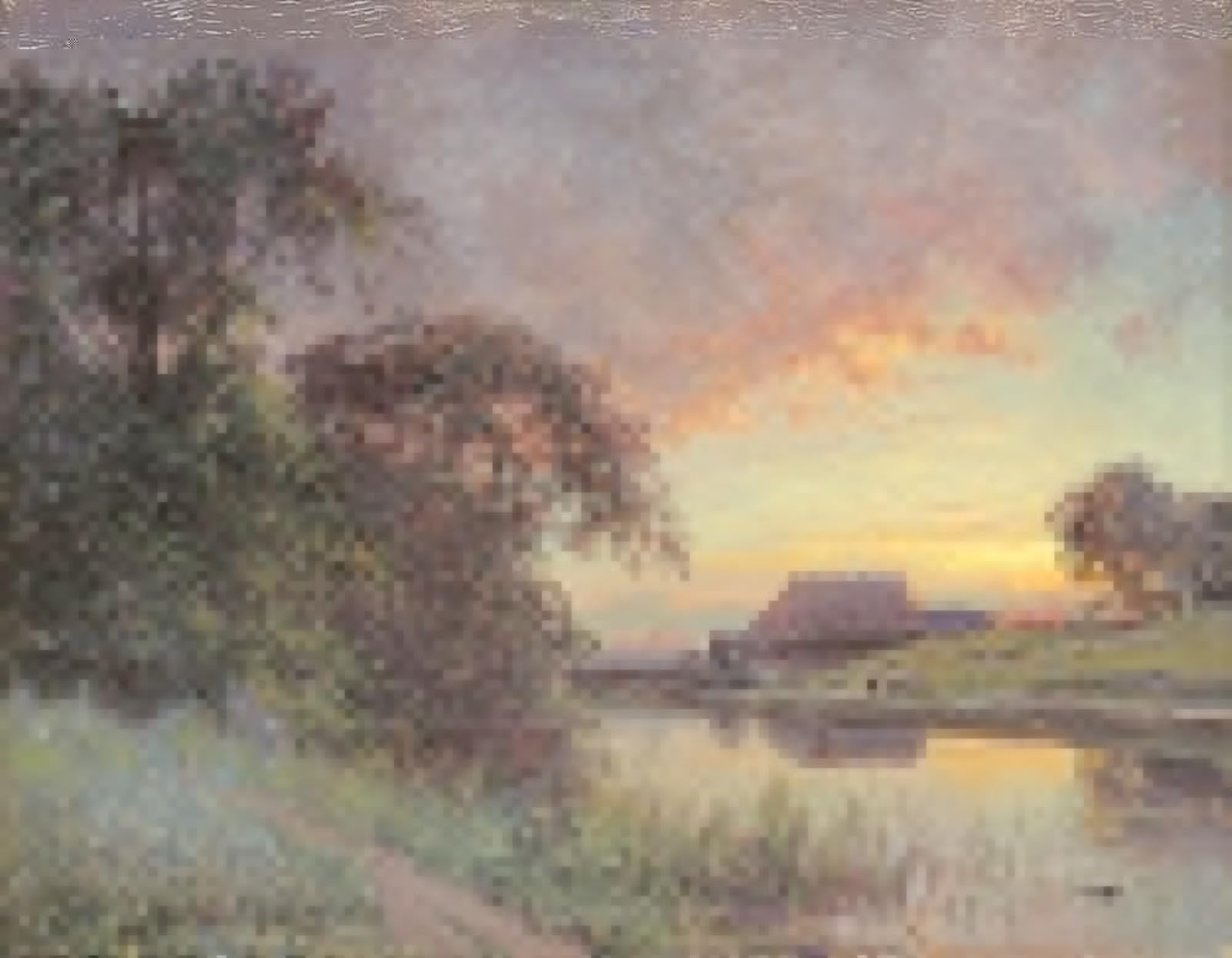 HRJUBWREE Famous Paintings Pictures Artwork Picture Twilight on the River by Iosif Evstafevich Krachkovsky Photo Wall Print for Home Decor 60x90cm