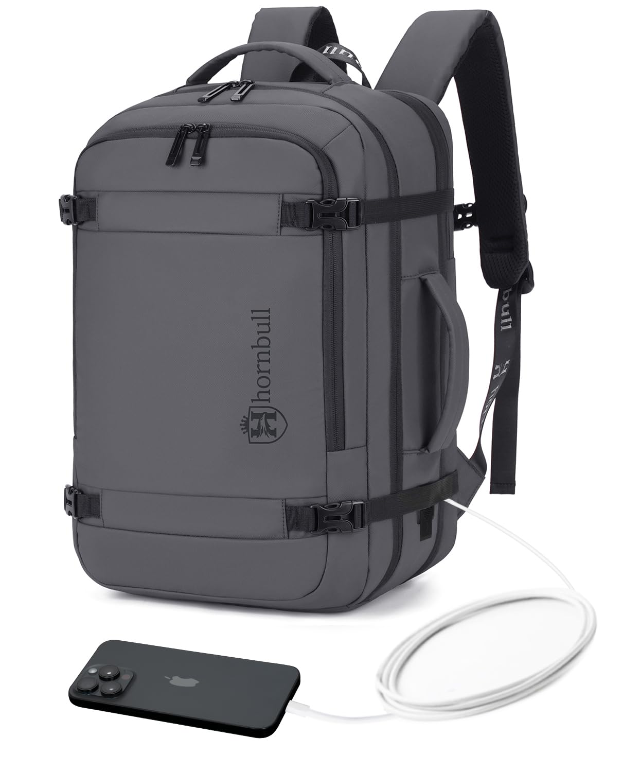 HORNBULL Paris Travel Backpack 40L Gray Grey