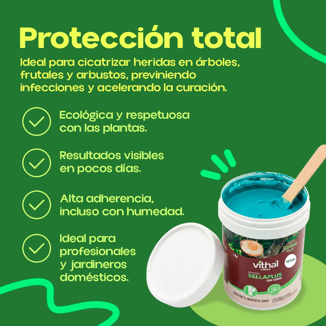 Pasta Cicatrizante Profesional 1 KG Ecológica | para Poda e Injertos | Eficaz Fijación Injertos, Cicatrización y Protección Heridas en Árboles, Frutales y Arbustos | Repara daños | SELLAPLUS