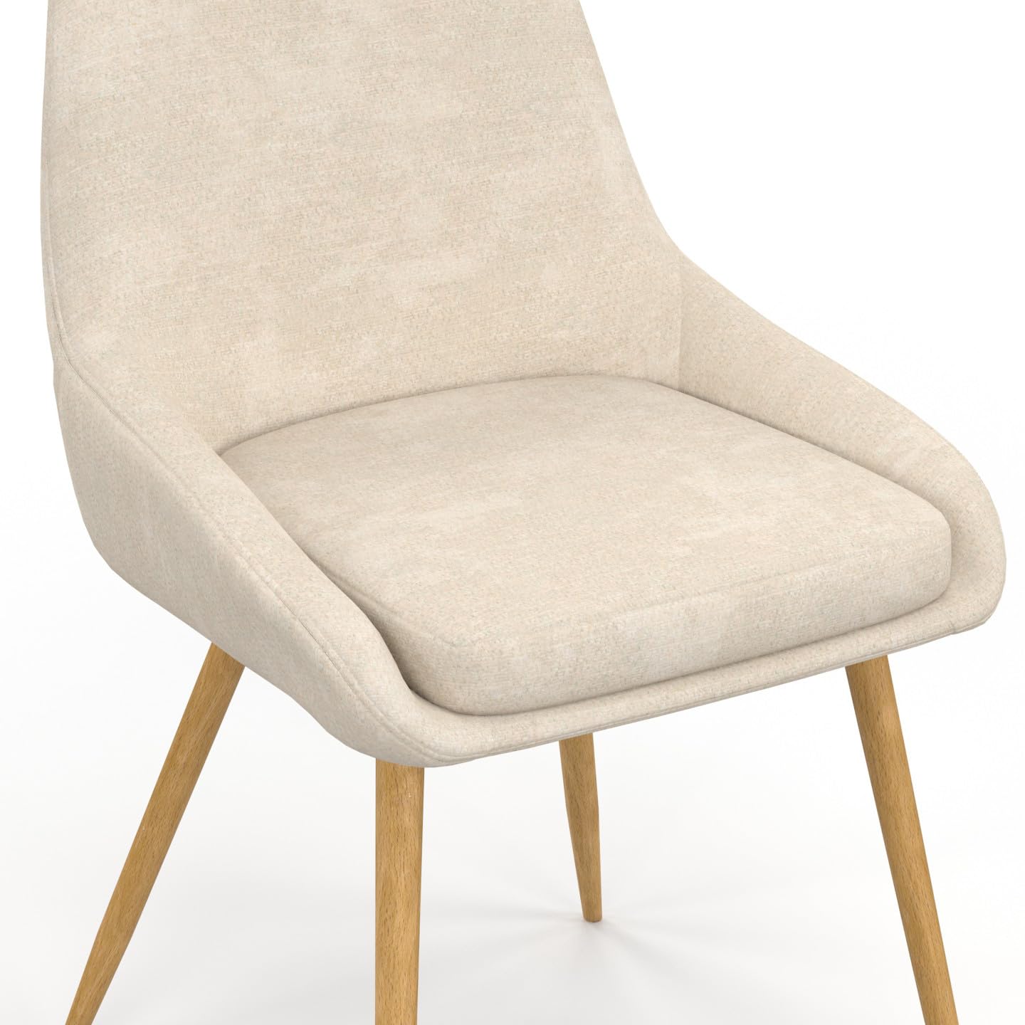 IDMarket - Lot de 6 chaises THALYA en Tissu Chenille Mix Color Taupe x2, Beige x2, Marron x2 et Pieds Effet Bois avec accoudoirs