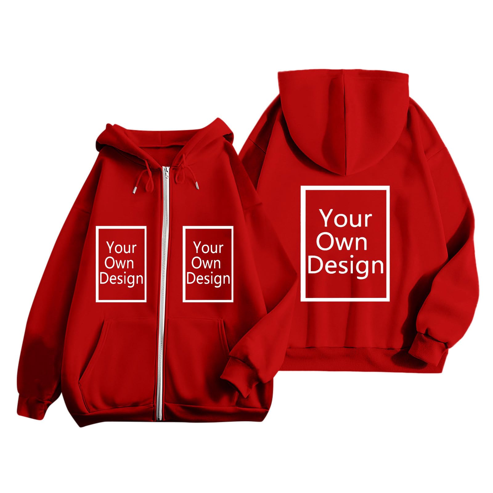 Custom Jackets Design Your Own Full Zipper Hooded Sweatshirt Custom Sweatshirt T Shirts Add Your Own Text or Picture