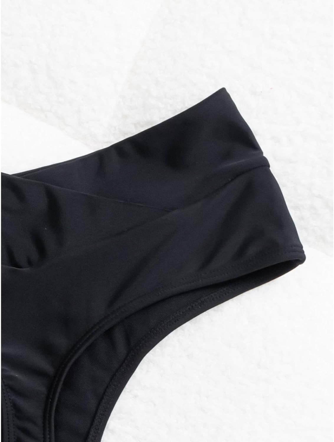 Women' s V Cross High Cut Bikini Swimsuit Bottoms Sexy Brazilian Thong High Waisted Bathing Suit Swim Bottom Black - Image 5