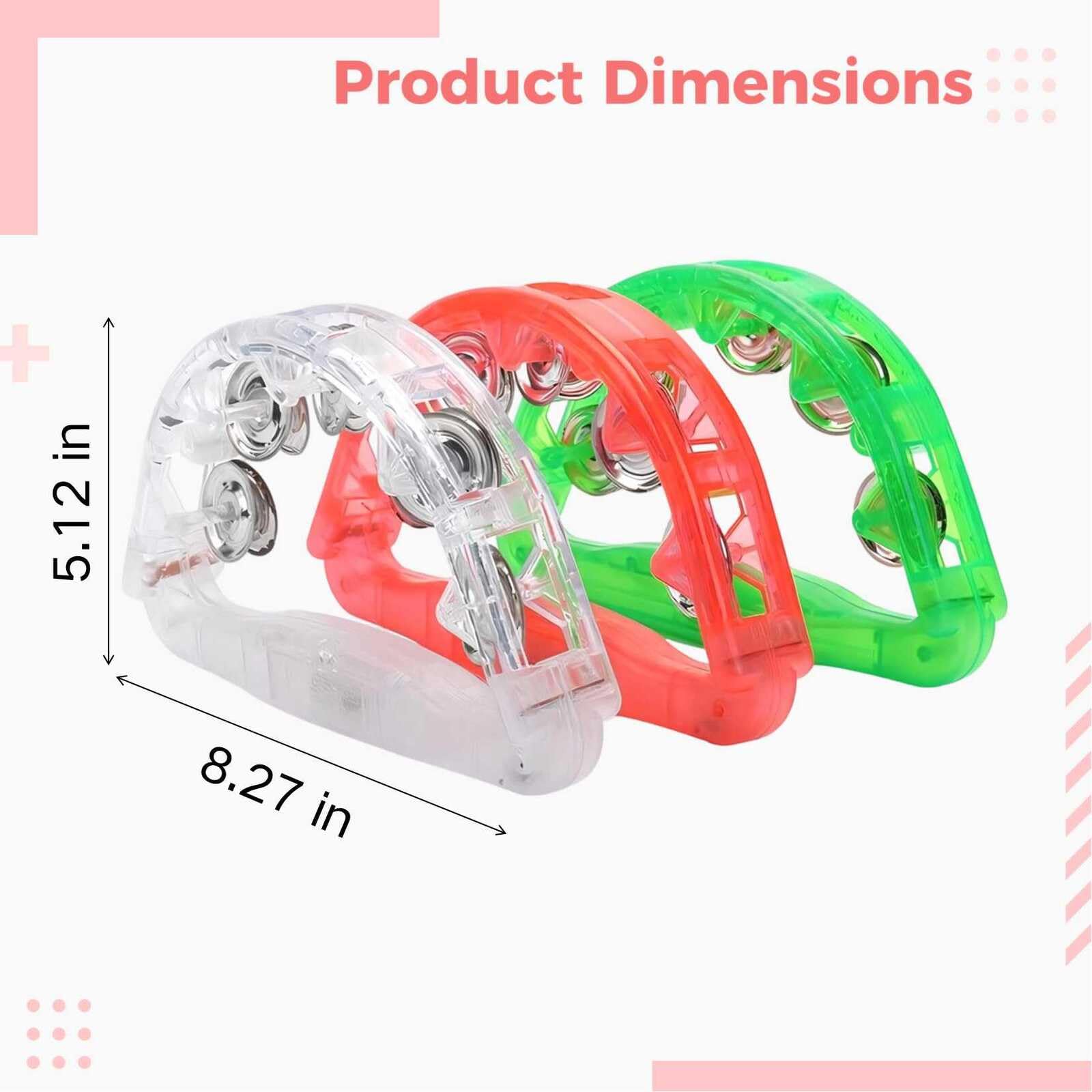 5 Sets LED-Tamburin, 4 Farben Handklapper mit Glocken, für KTV, Bar und Party, leuchtendes Musikinstrument für Erwachsene und Teens, 21 x 13 cm