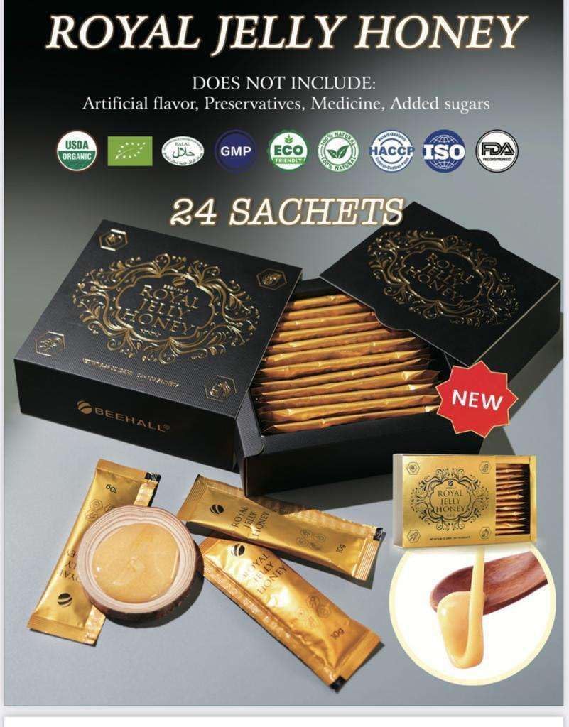 AG nature Gelée Royale Bio Pure Adulte Royal Jelly Honey - 24 Stick 10g - Miel Gelee Pour Immunité et Contre Fatigue Intense Épuisement de l'Homme