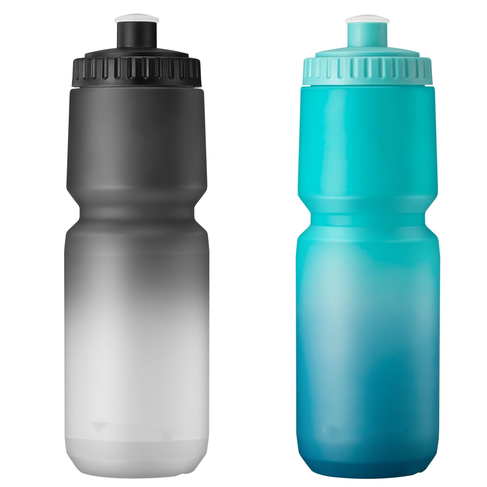 ETDW 1L Sport Trinkflasche im 2 Pack, Fahrradflasche 32 oz mit Füllstandsanzeige, BPA-frei, wiederverwendbar, auspressbare Squeeze Sportflasche, auslaufsicher für Mountainbikes, Camping, Laufen
