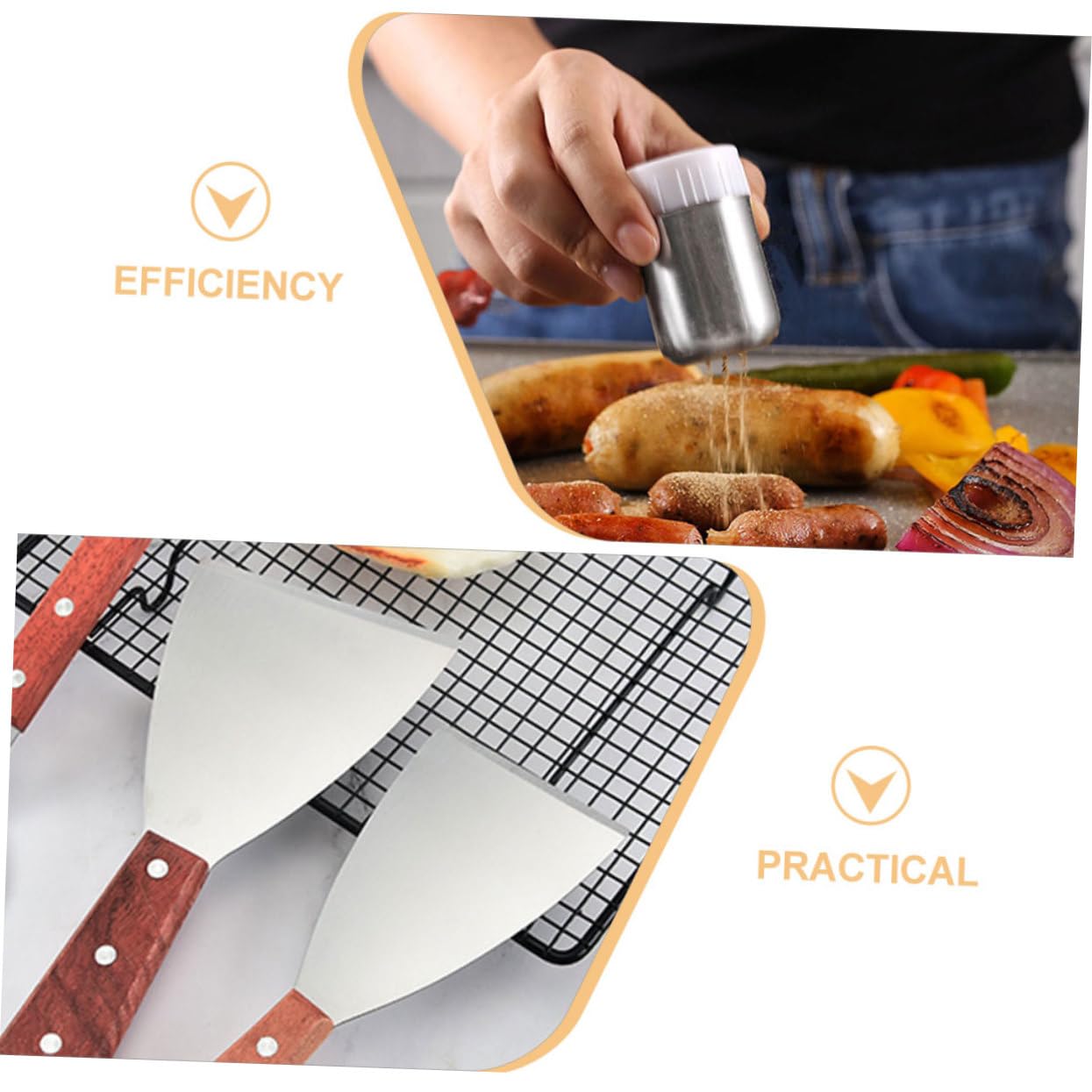 DECHOUS Set di Accessori per Barbecue in Metallo Inossidabile, Pressa per Carne Accessori per Cucinare Esterno, Kit Bbq Spazzola, Cucchiaio e Bottiglia per Spezie