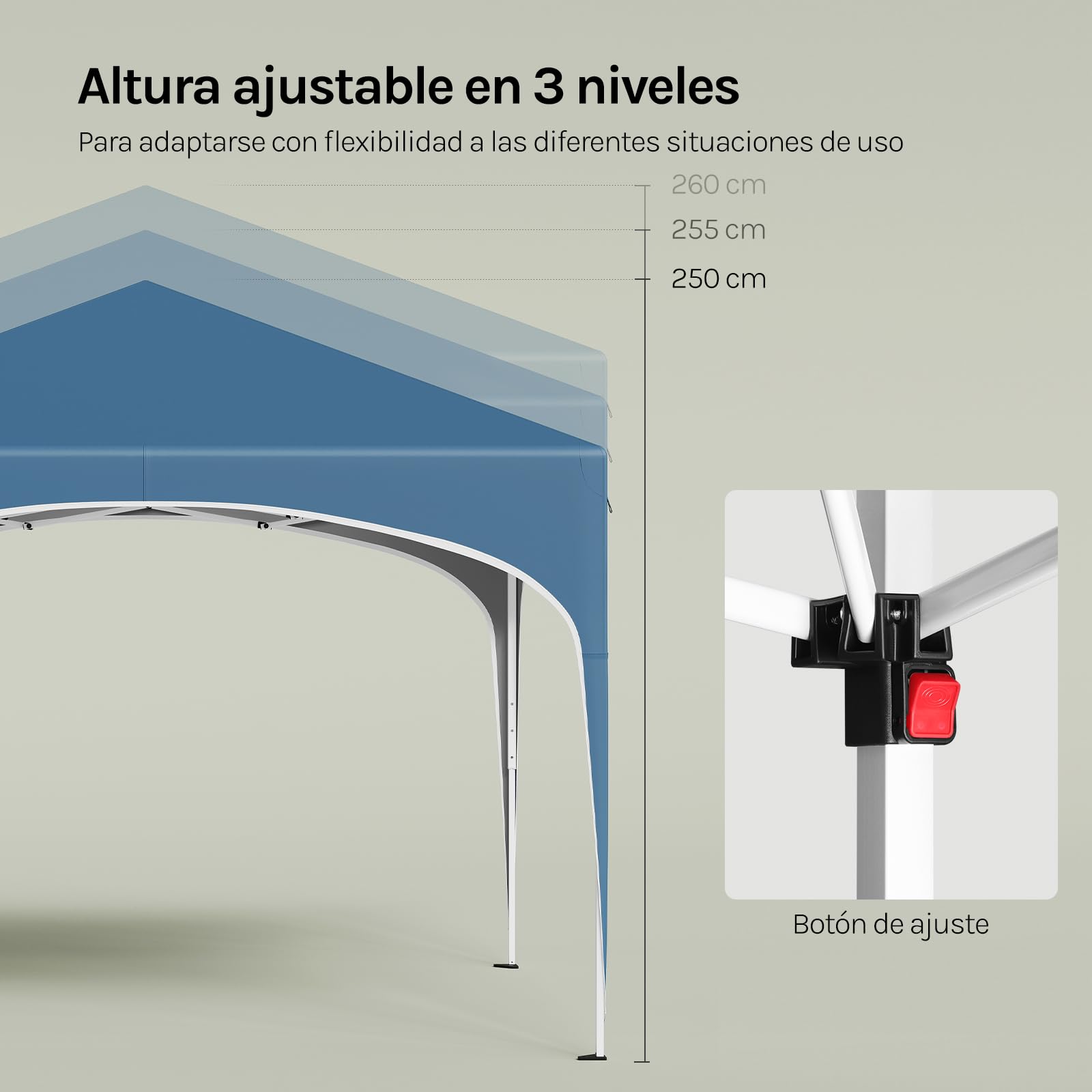 WOLTU Pabellón de Jardín Cenador Plegable Pérgola Cuadrada con Diseño Pop-Up y Techo semicircular Carpa con Cubierta Tela Oxford Hecho de Tubos Metales 3x3m, Azul