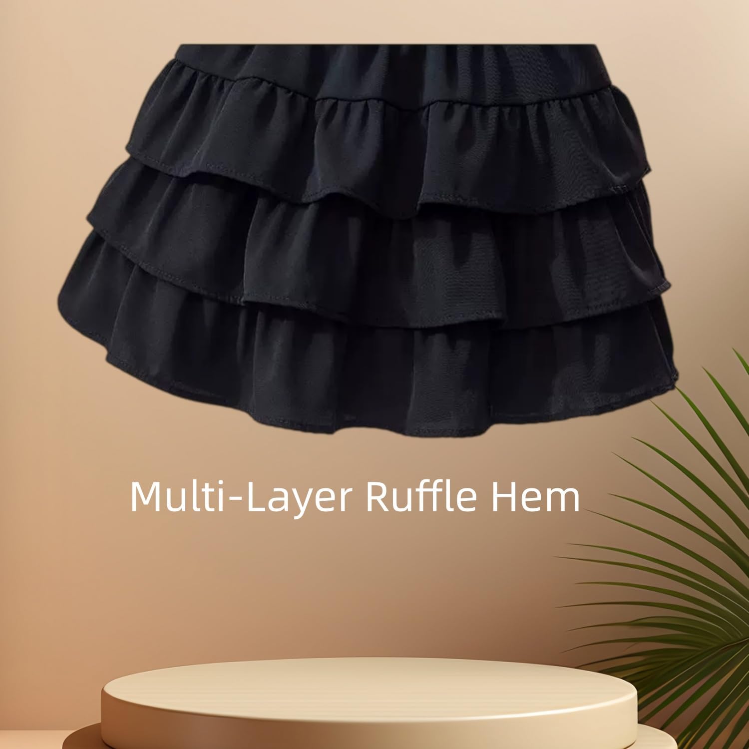 Little Girls 3 Layers Ruffle Skirts with Shorts School Uniform Skirts for Girls Casual Travel Party