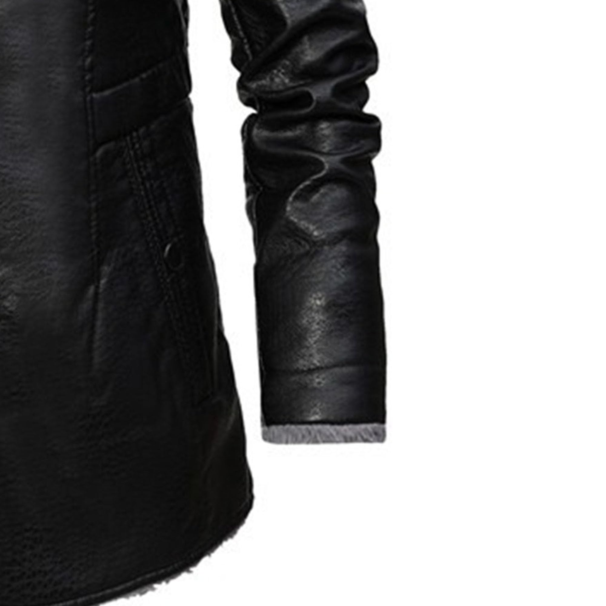 JEShifangjiusu Cappotto monopetto in finta pelle per uomo casual con risvolto giacca trapuntata spessa calda in pile invernale