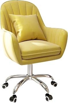 Velvet Office Desk Chair, Upholstered Home Task Chairs with 360 Swivel Wheels, Ergonomic Office Chair for Living Room, Bedroom, Office, Vanity Study, Comfortable Armrests
