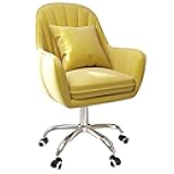 Generic Cute Vanity Chair, Midback Adjustable Home Computer Executive Chair, Velvet Task Chair with Adjustable Height & Swivel Wheels, Yellow