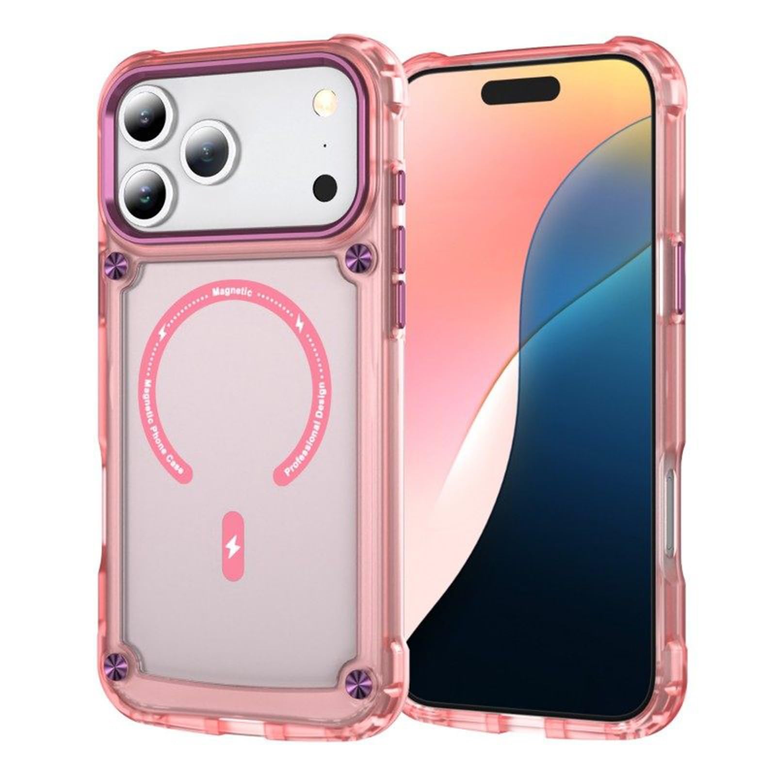 Generico Custodia Per Iphone 17 Pro Max/17 Pro/17 Air/17, Protettiva Magnetica Custodia Antigraffio For Fotocamera Cover(Pink,17 Air)