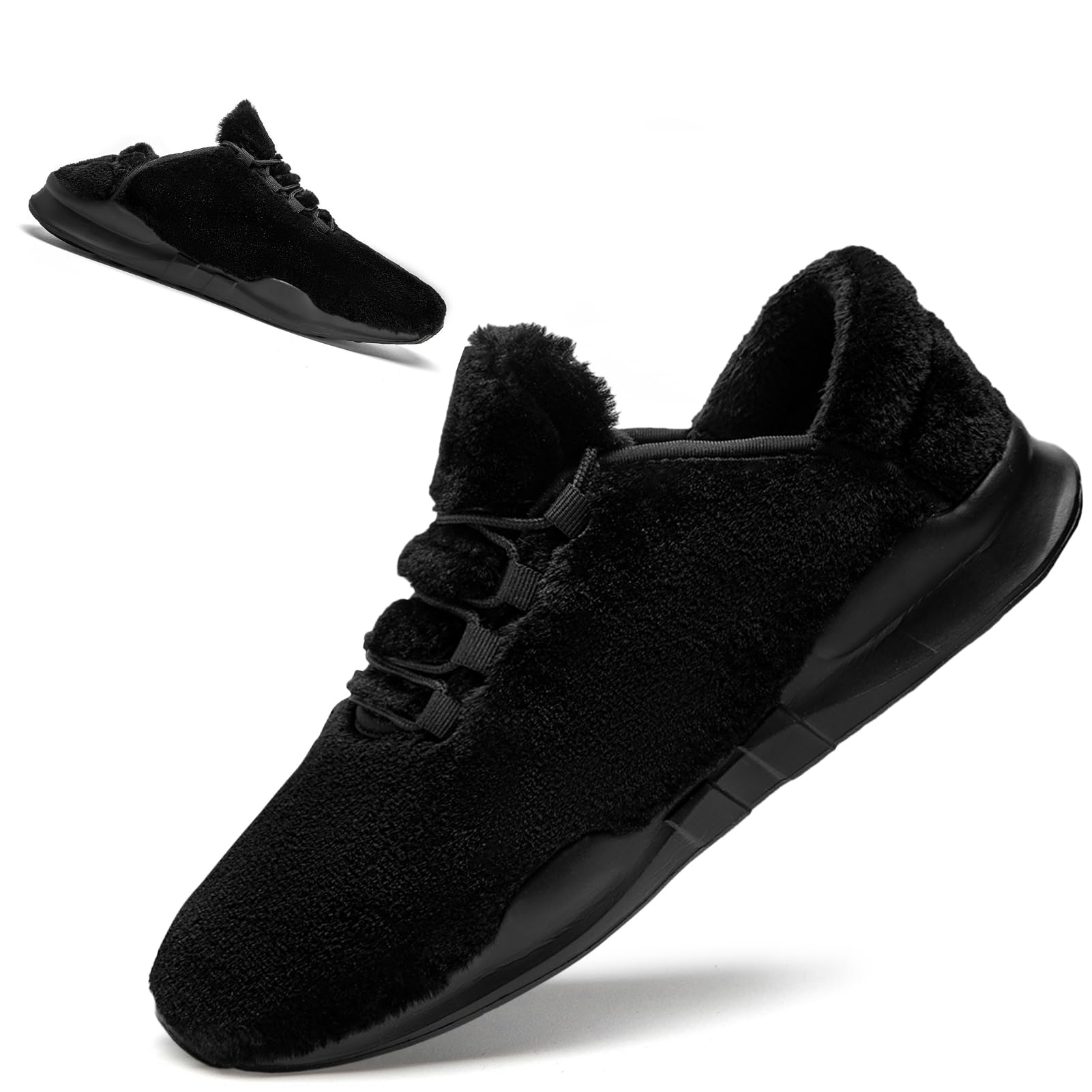 QIJGSSlippers for men Warm House Shoes Slip on Indoor Soft Fuzzy Comfy Lightweight Outdoor Winter Walking Running Shoes