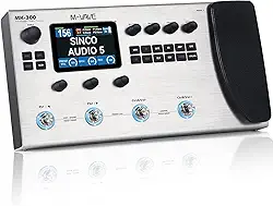 ANVAR M-VAVE MK-300 Modelador de Amp e Efeitos para Guitarra/Baixo com Looper, Drum Machine, Bluetooth, 11 Módulos, 160 Presets, Pedal de Expressão, USB-C, Ideal para Estúdio e Palco Branco