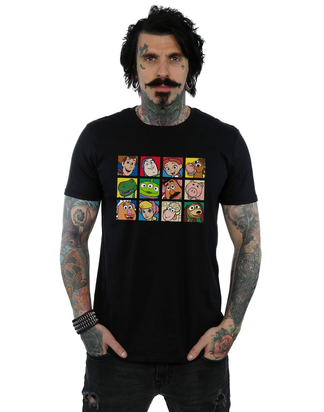 Disney Men's Toy Story Character Squares T-Shirt Black XXX-Large