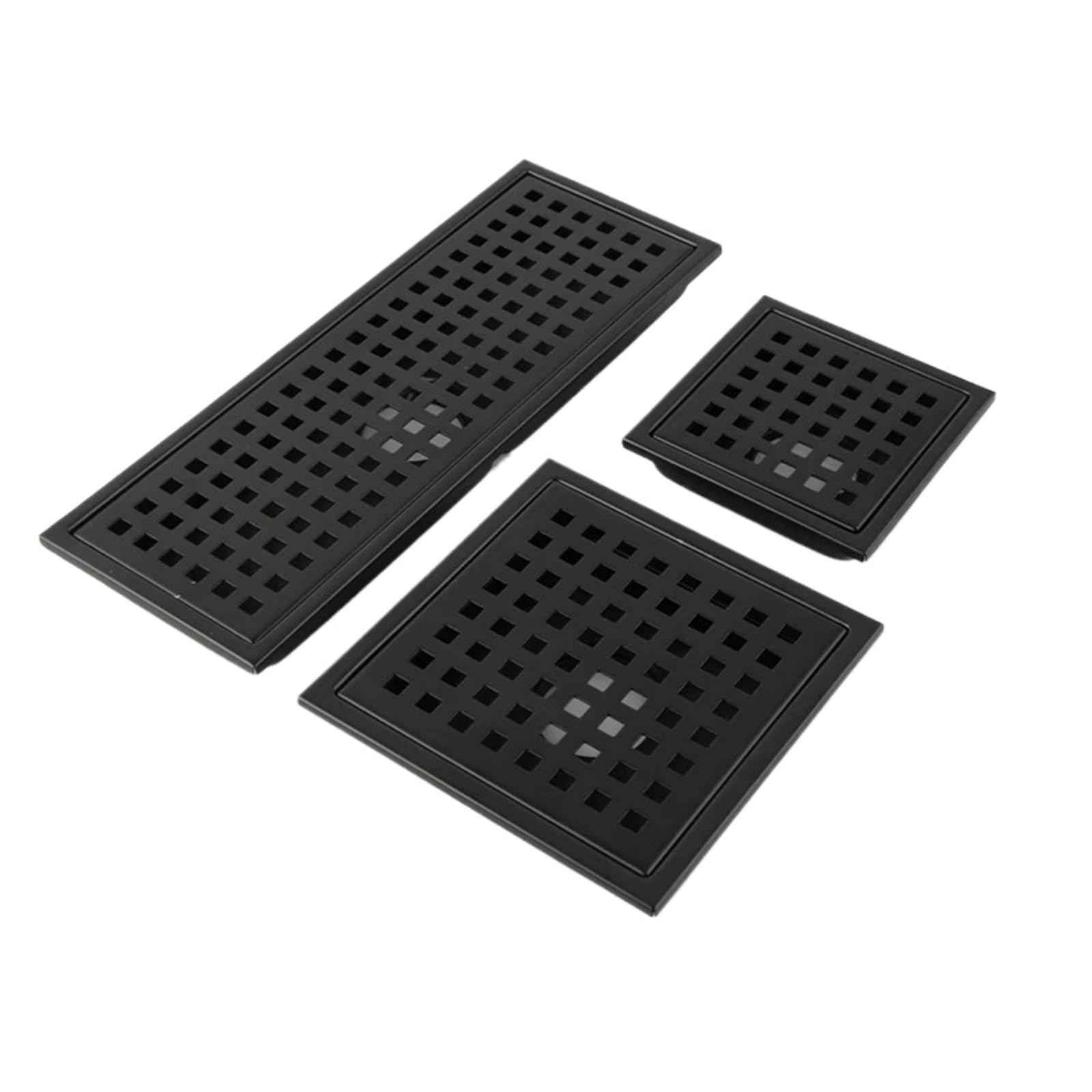 Desague Ducha Rejillas cuadradas de residuos inserción azulejo Piso baño Drenaje Ducha Acero Inoxidable Negro 110-300MM