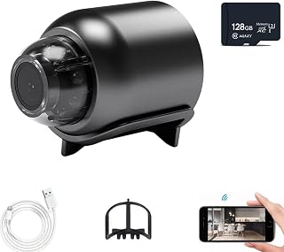 GUNKY Mini Wifi Camera 1080p Hd - Night Vision Included, Mini Wifi Camera 1080p Hd, Remote Monitoring 140° Wide Angle Micro Monitor For Home (Camera + 128GB Memory Card)