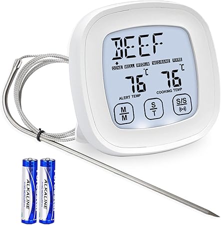 Review Kitcoo Large LCD Digital Meat Thermometer Cooking Food Meat Smoker Oven Kitchen BBQ Grill Thermometer Clock Timer with Stainless Steel Probe Review Kitcoo Large LCD Digital Meat Thermometer Cooking Food Meat Smoker Oven Kitchen BBQ Grill Thermometer Clock Timer with Stainless Steel Probe