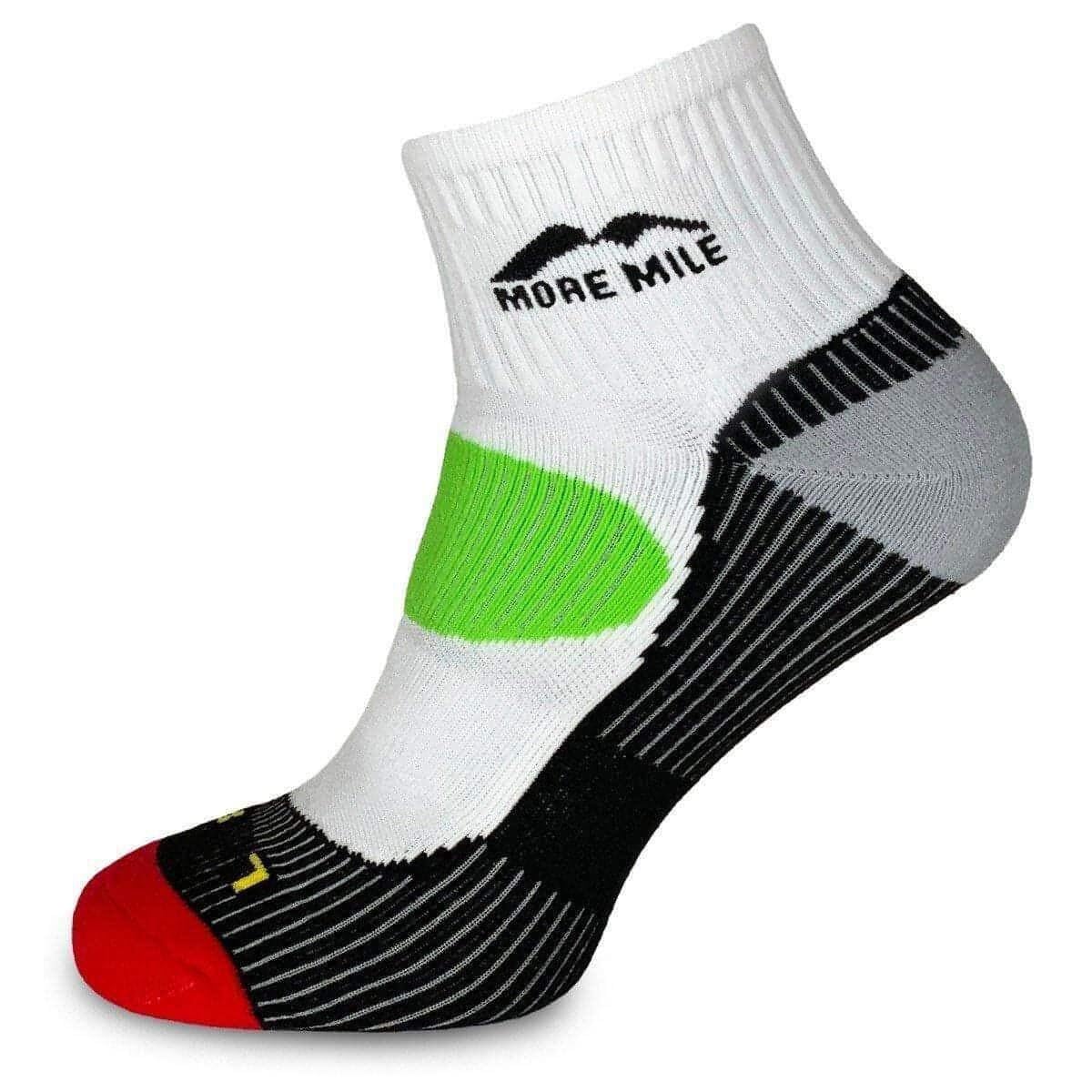 More Mile Unisex White London Running Socks - 8.5-10.5