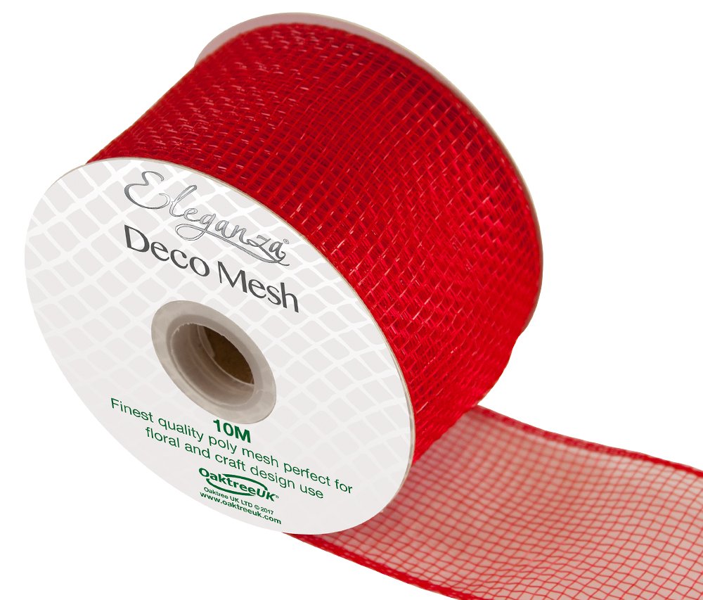 Eleganza Deco Mesh Ribbon 63mm x 10m Red No.16, 639041, No Fray Edge