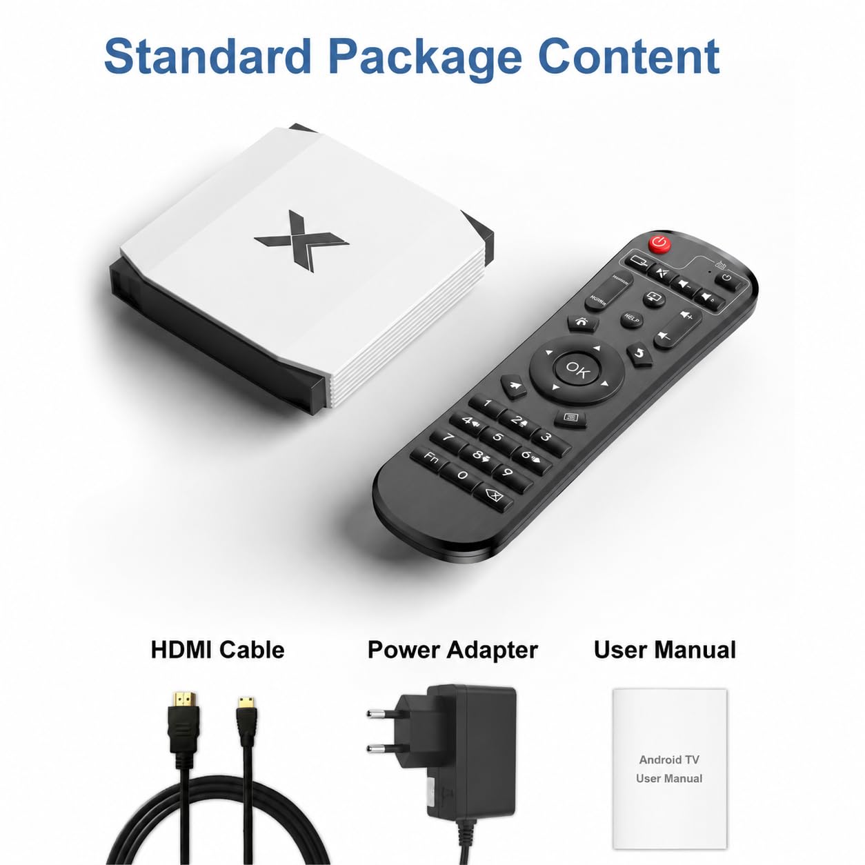Boîtier Android TV Box 4 Go RAM 32 Go ROM, Processeur Quad-Core, WiFi Double Bande, Bluetooth, Codage H.265 HEVC, Extension Carte TF - Lecteur Multimédia