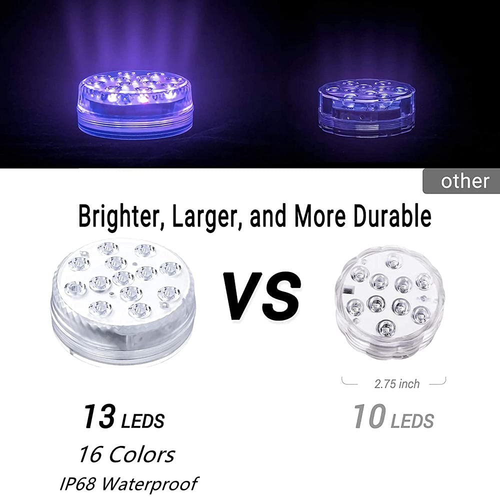 13 LED RGB Sommible Light with Magnete e ventosa Piscina luce sott'acqua acquario stagno notte luce notturna-2 controller lampada 2