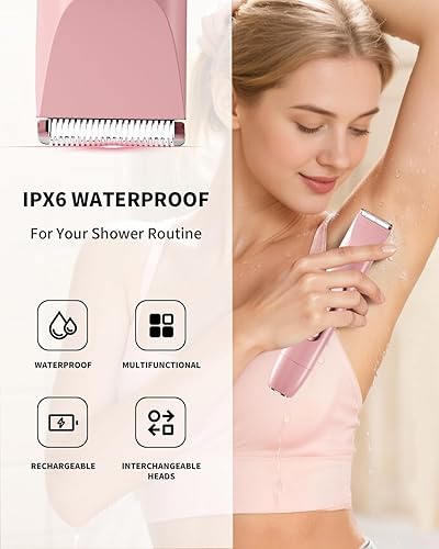 Miniatura 3 de Ufree Maquinilla de afeitar eléctrica para mujer de doble cabeza, recortadora de pelo de cuerpo púbico, afeitadora eléctrica para cara, piernas,