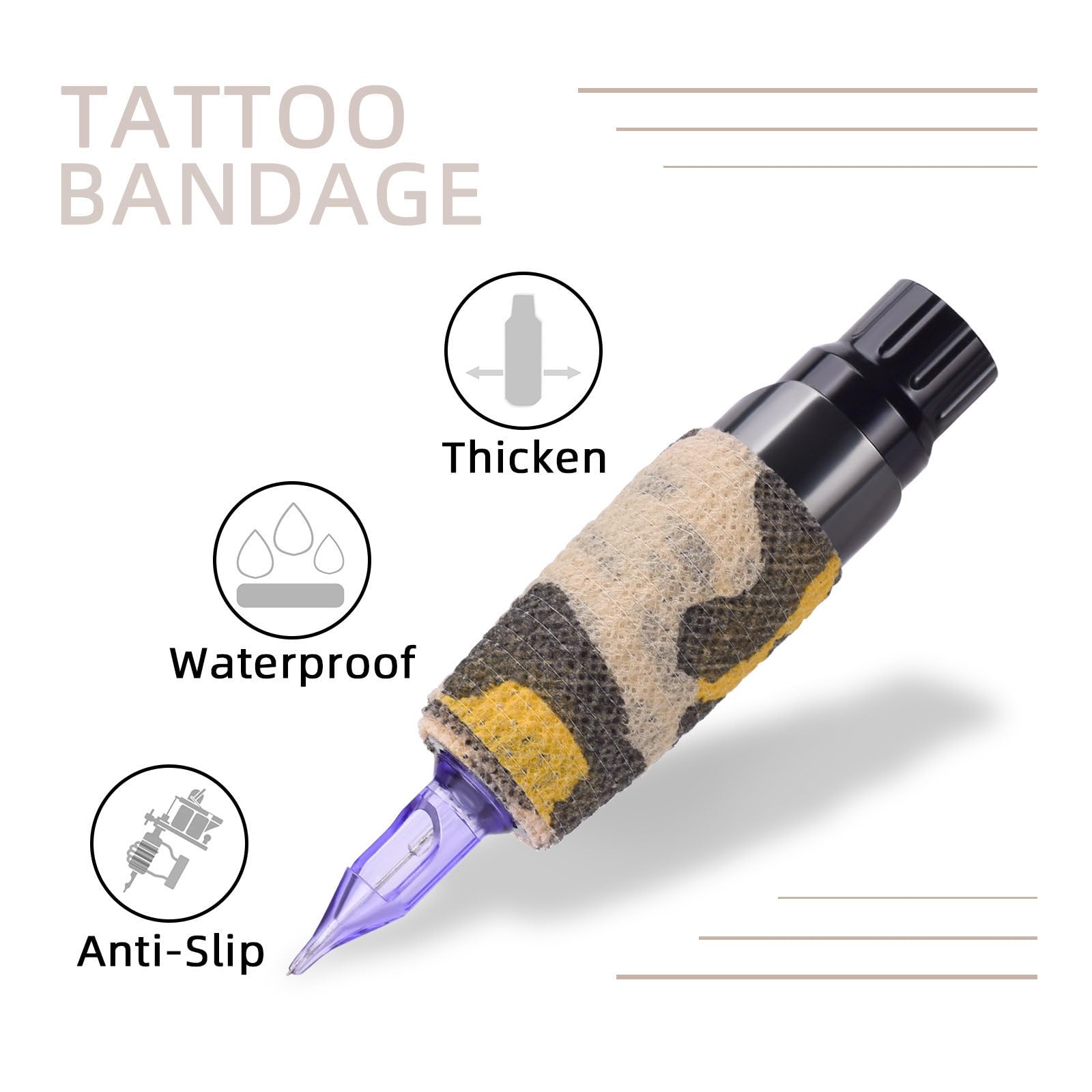 JimKing Tattoo Grip Cover, Self-Adhesiive Tape, Elastic Bandage Wrap Roll, 4pcs,Tiger&Leopard Pattern (Pack of 2) — Amazon image 6