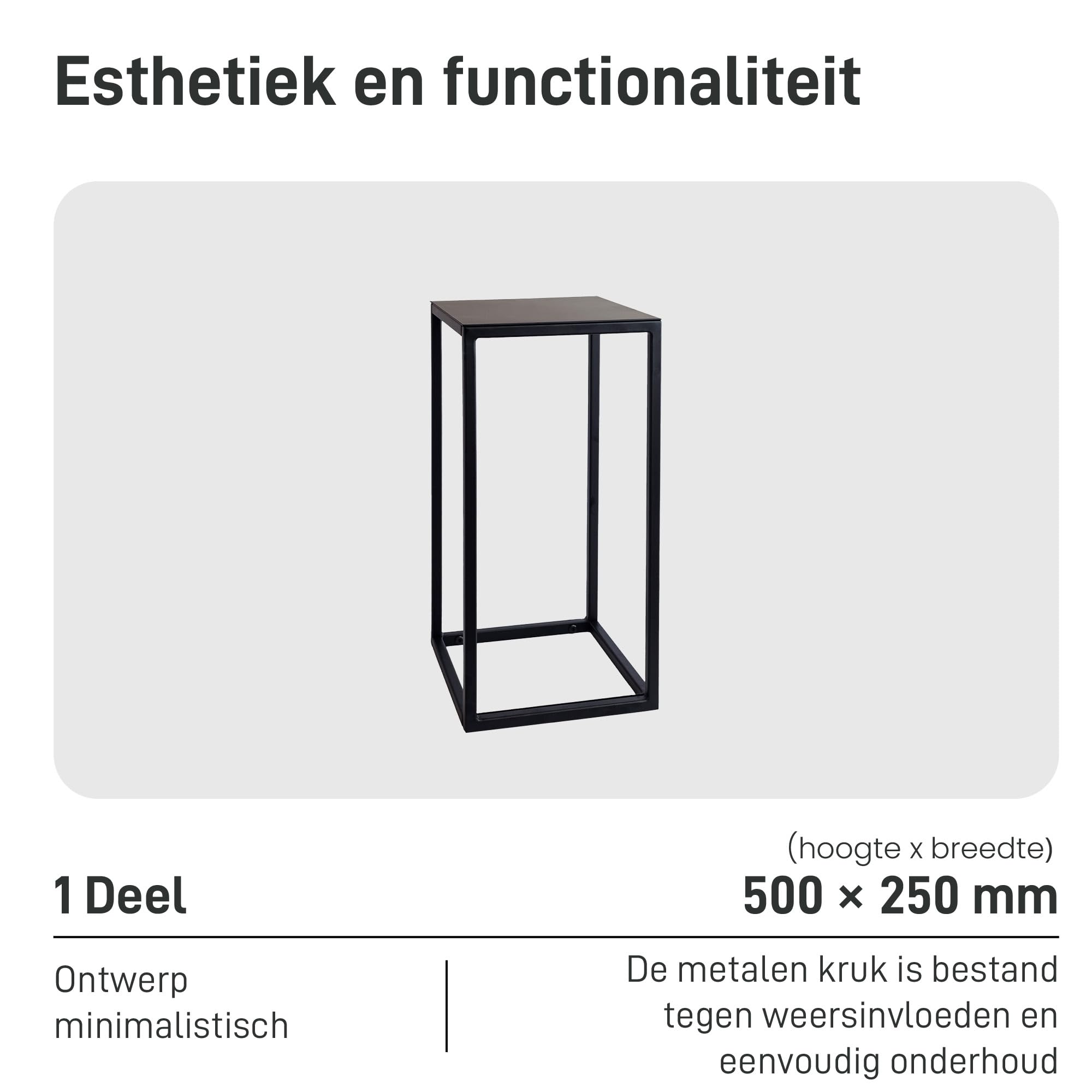 Natural Goods Berlin 1x metalen bloemenstandaard zwart 50 cm / hoekige decoratieve plantenstandaard / bloemenkruk voor buiten weerbestendig, stabiel & onderhoudsvriendelijk - ideaal als