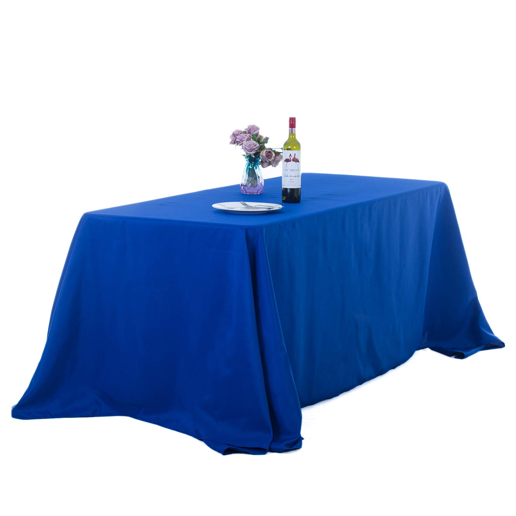 Ascoza Paquete de 2 manteles rectangulares de 90 x 156 pulgadas, color azul real, de 8 pies, en tela de poliéster, para bodas, banquetes, restaurantes, fiestas