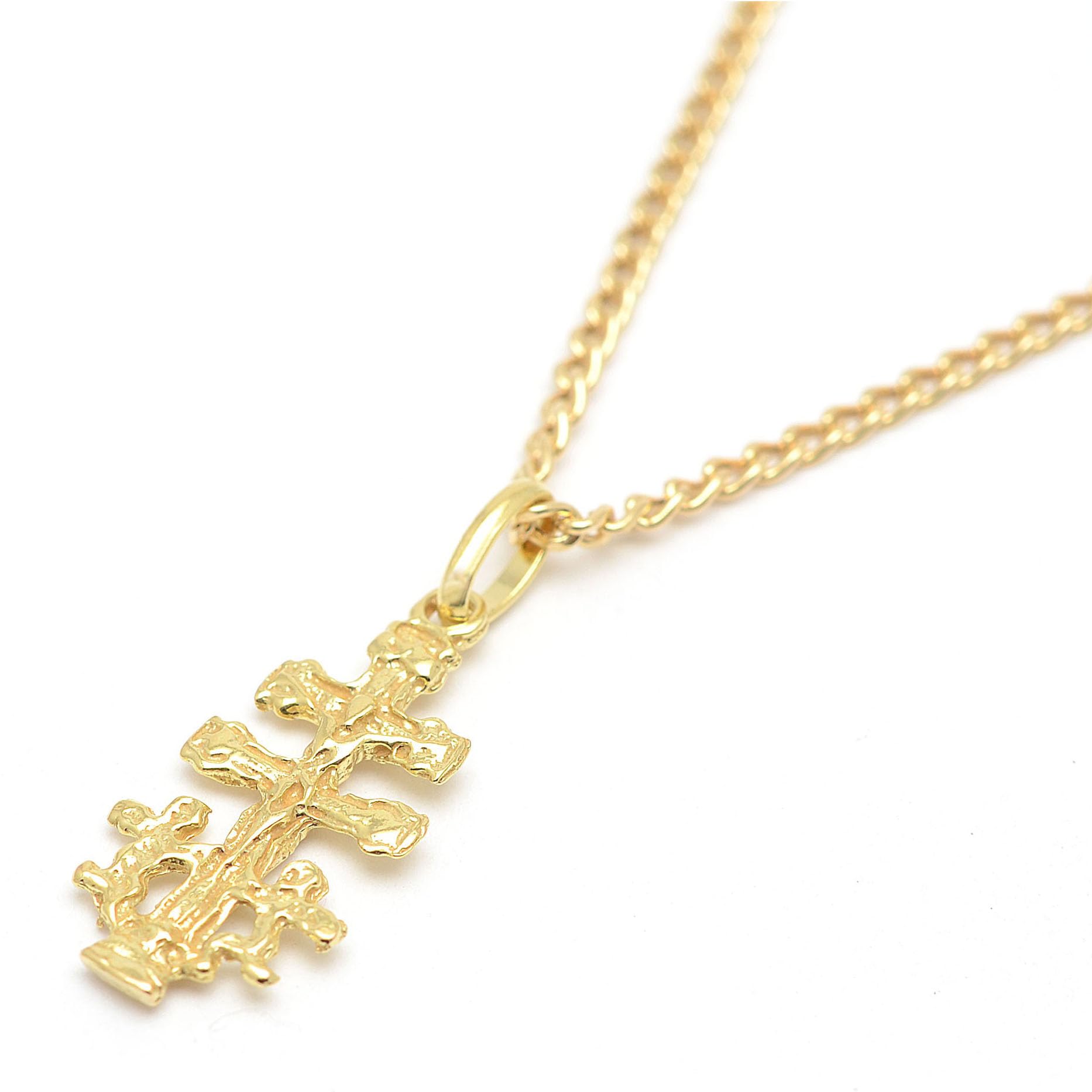 Cruz de Caravaca Bendecida Oro Ley 18K Angeles - Pequeña 1,8 cm. Fabricada y enviada desde la ciudad de Caravaca. Unisex | Ideal para regalo | No incluye cadena
