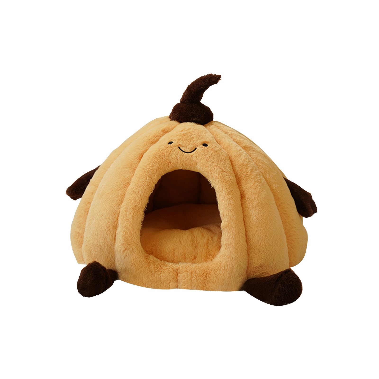 Galatée Cat Cave Bed, Soft And Warm Cat House, Dog Bed With Removable Washable Cushioned Pillow, Cute Pet Tent, Comfortable Pet Nest(L, Brown)