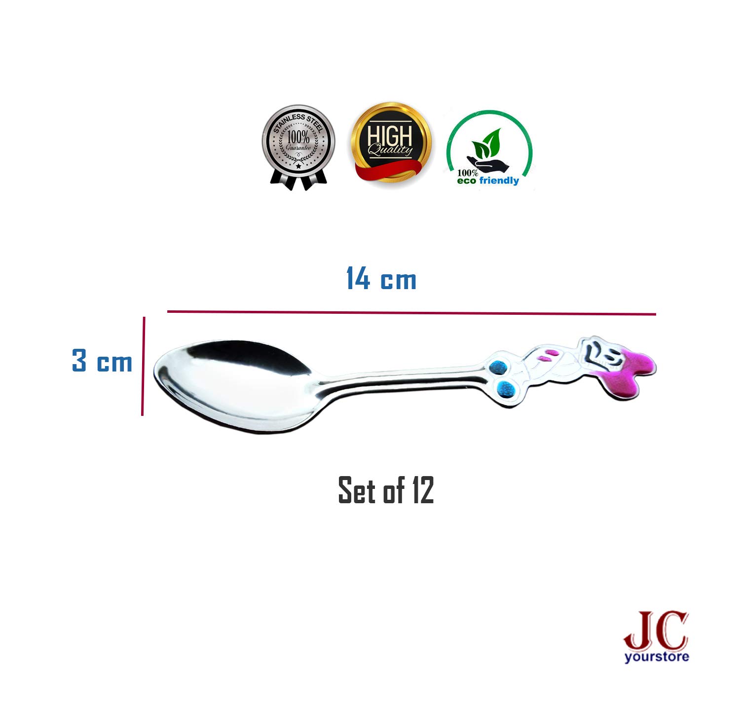 JCYS Stainless Steel Baby Cartoon Design Spoon- Tea Set of 12 1
