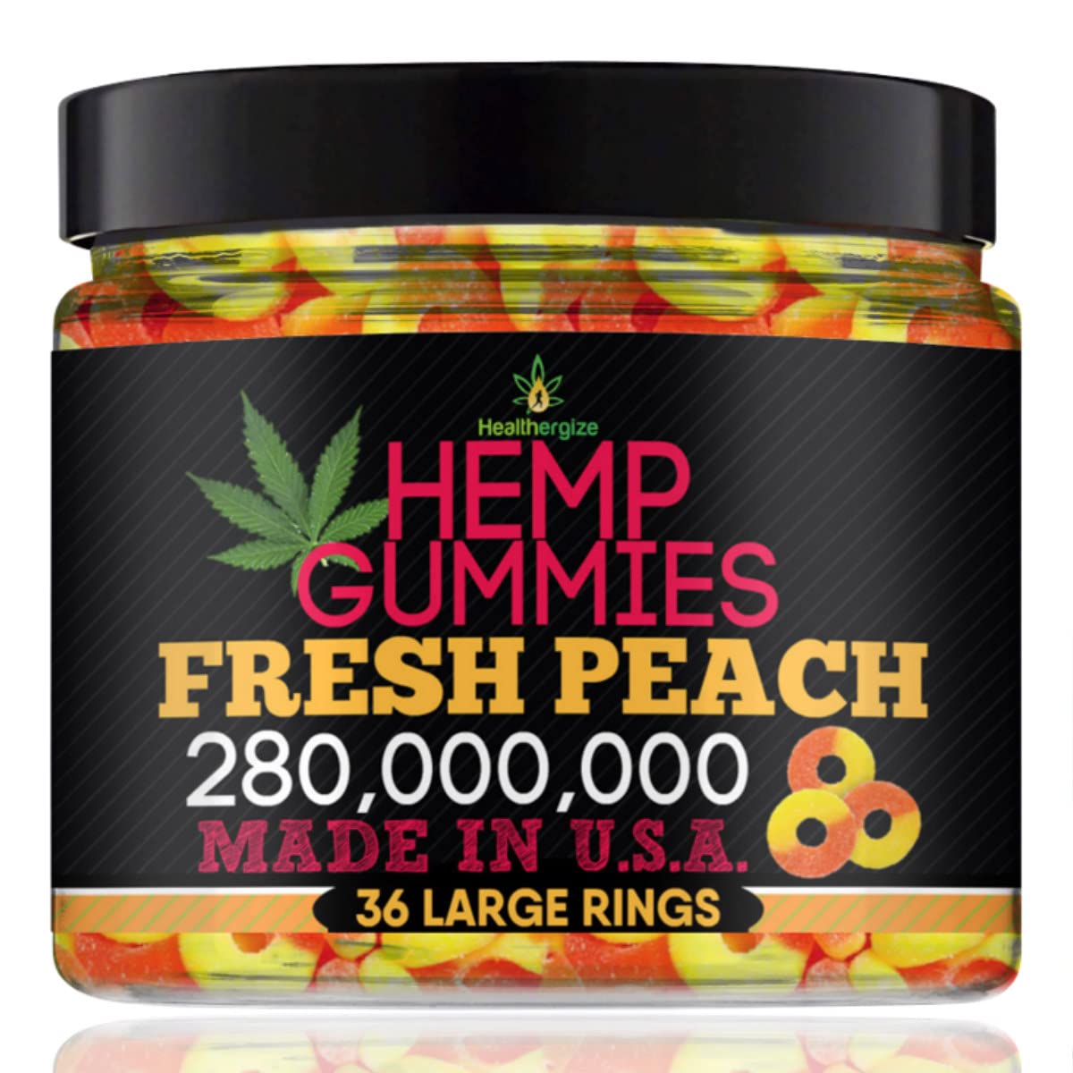 Hemp Gummies For Sleep, Peace And Relaxation-High Potency Hemp Oil Gummys Peach-Fresh Full Flavor-Natural Hemp Edibles-For Back, Knees, Calm, Sleep, Discomfort-36 Large Rings-Made In USA
