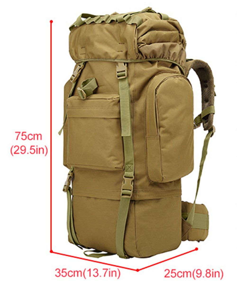 Plecak bojowy o dużej pojemności 65 l, wodoszczelny, kemping, wspinaczka górska, outdoor, plecak sportowy, moro, plecak taktyczny, wspinaczka górska, kemping, wędrówki, trekking