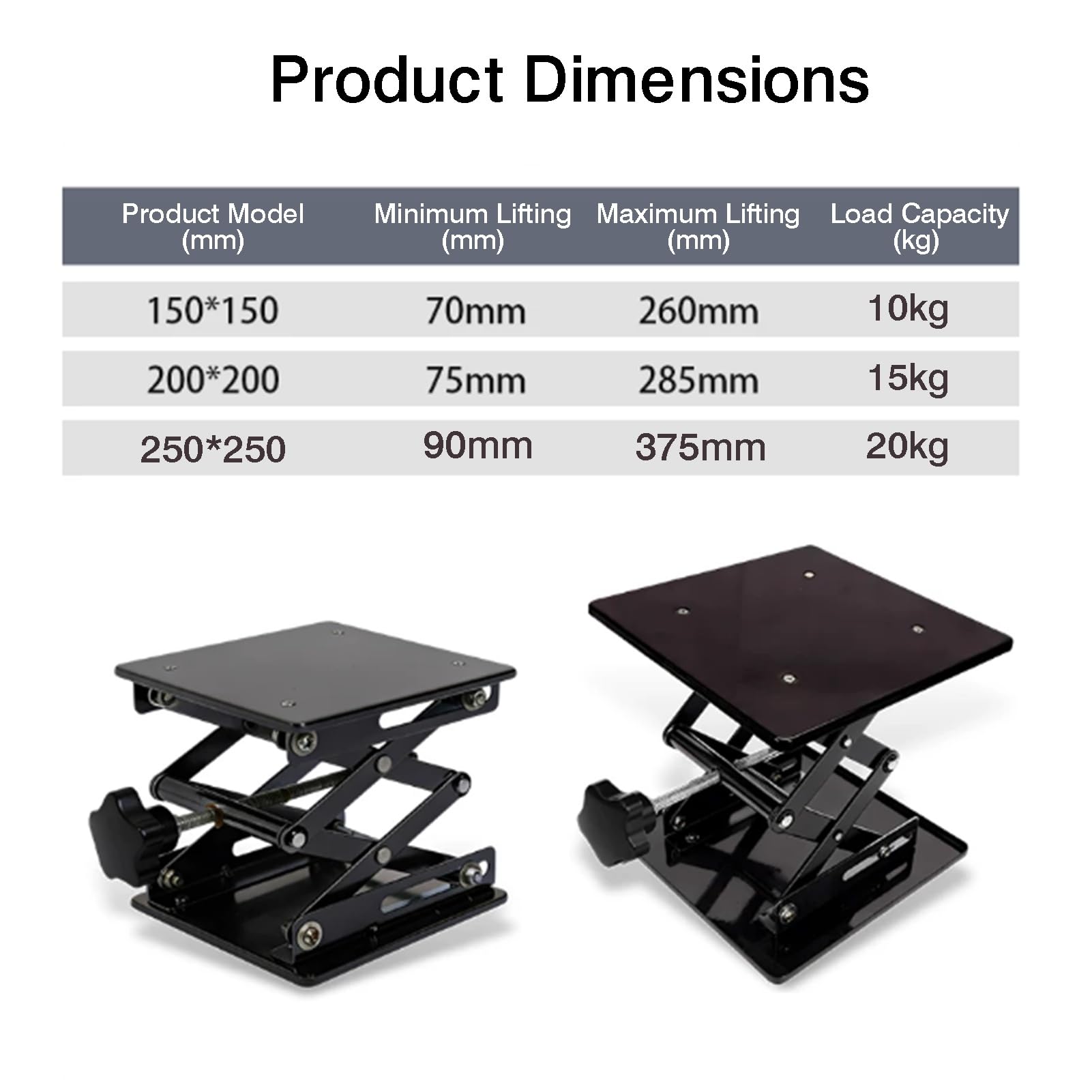 Plataforma Elevadora De Laboratorio, Mesa Con Gato Acero Inoxidable | Pequeña herramienta de medición manual, con superficie antiestática y tapete antideslizante(200x200mm)