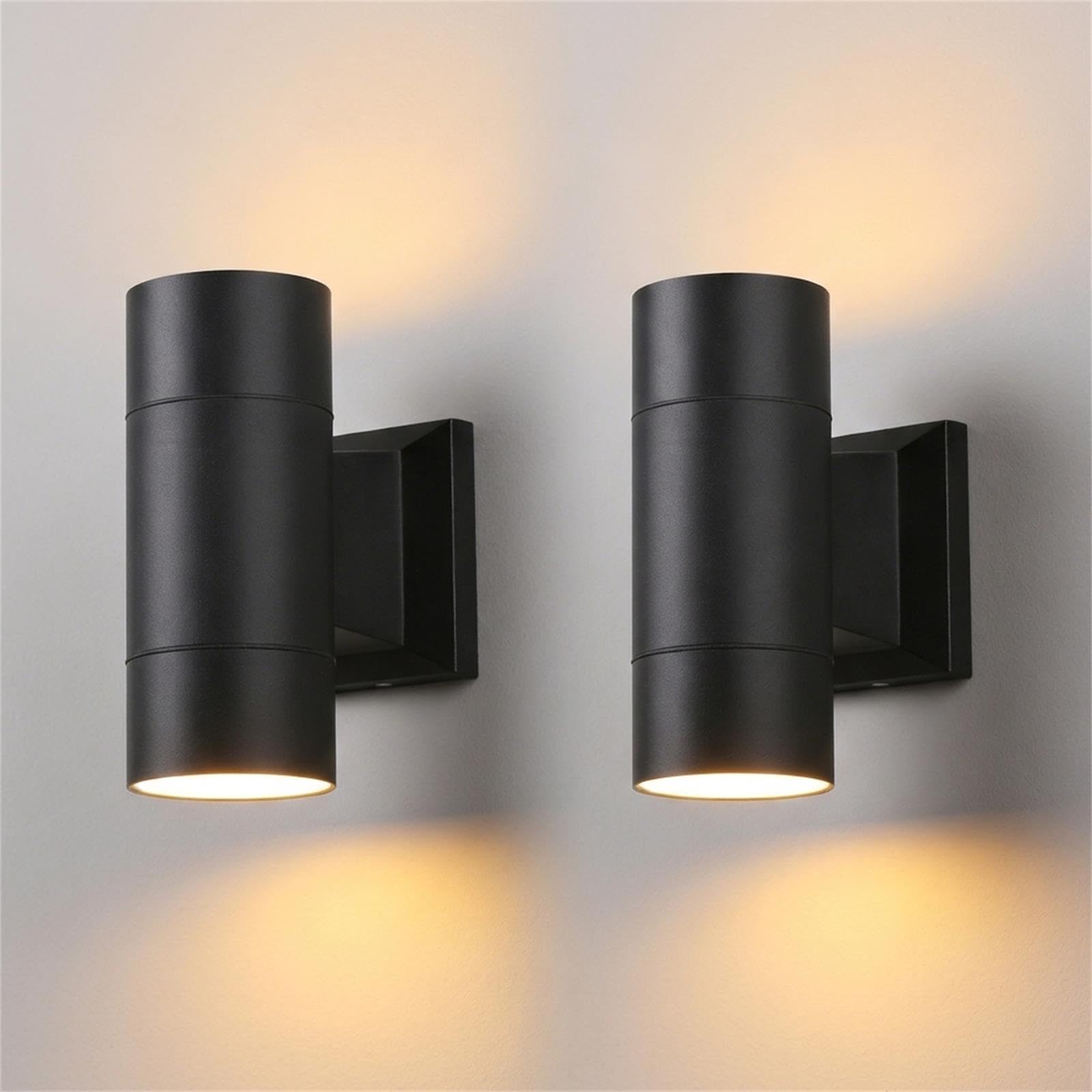 CANMEIJIA Outdoor Wall Lights Mains Powered Black IP65 Aluminum GU10 2 pcs