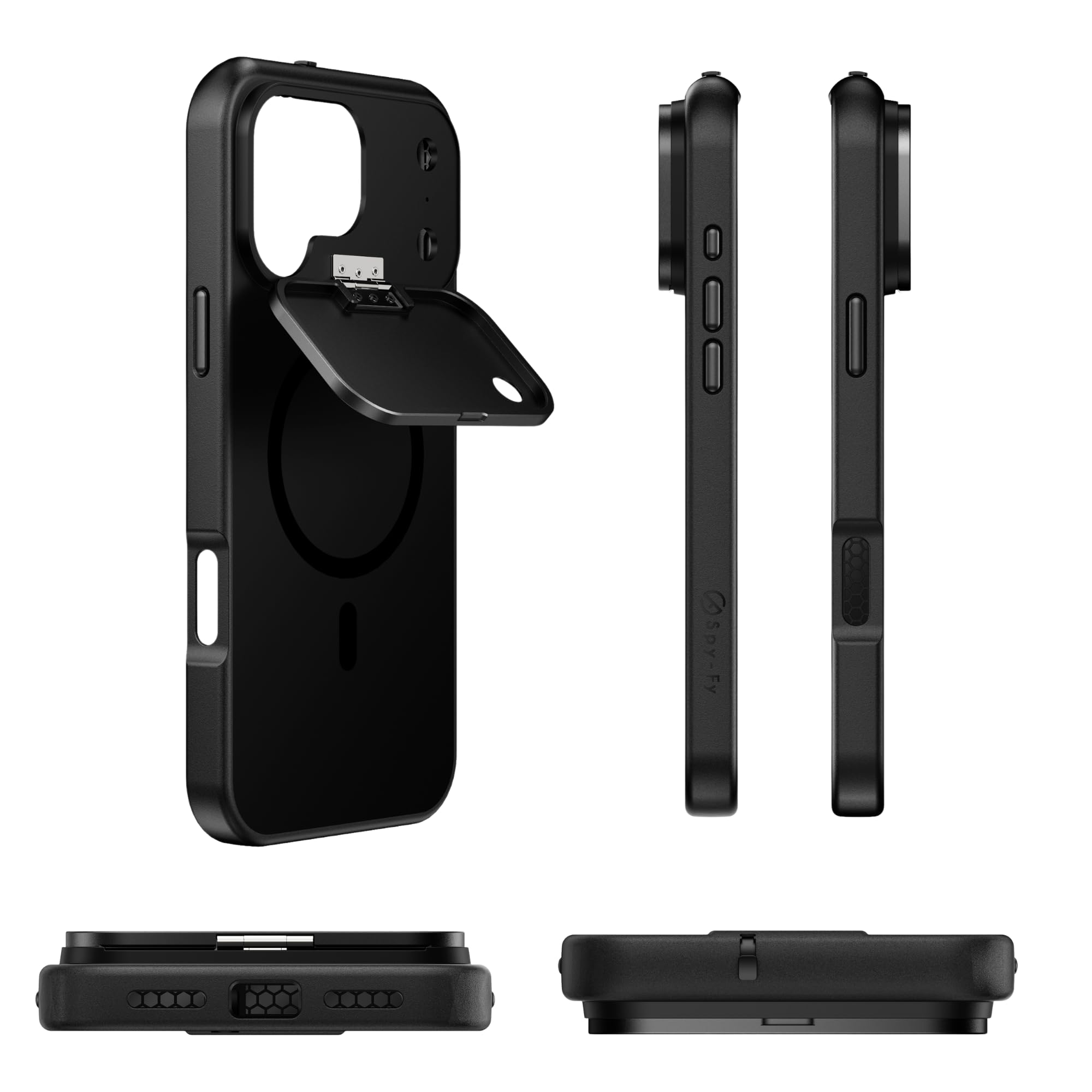 iPhone 17 Pro Hülle mit Kameraschutz | Handyhülle mit klappbarer Kamera Abdeckung vorne und hinten | Privacy Case | MagSafe kompatibel | 2 Meter Fallschutz | Kickstand | 6.3 Zoll