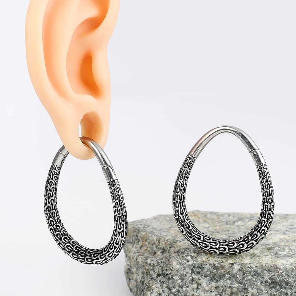 LADEMAYH 2Pcs Surgical Steel Ear Hangers Weights Gauges for Ears - Suitable from 6g to 1inch - Trendy and Comfortable Heart, Hoop and Bead Dangle Gauges Body Jewelry