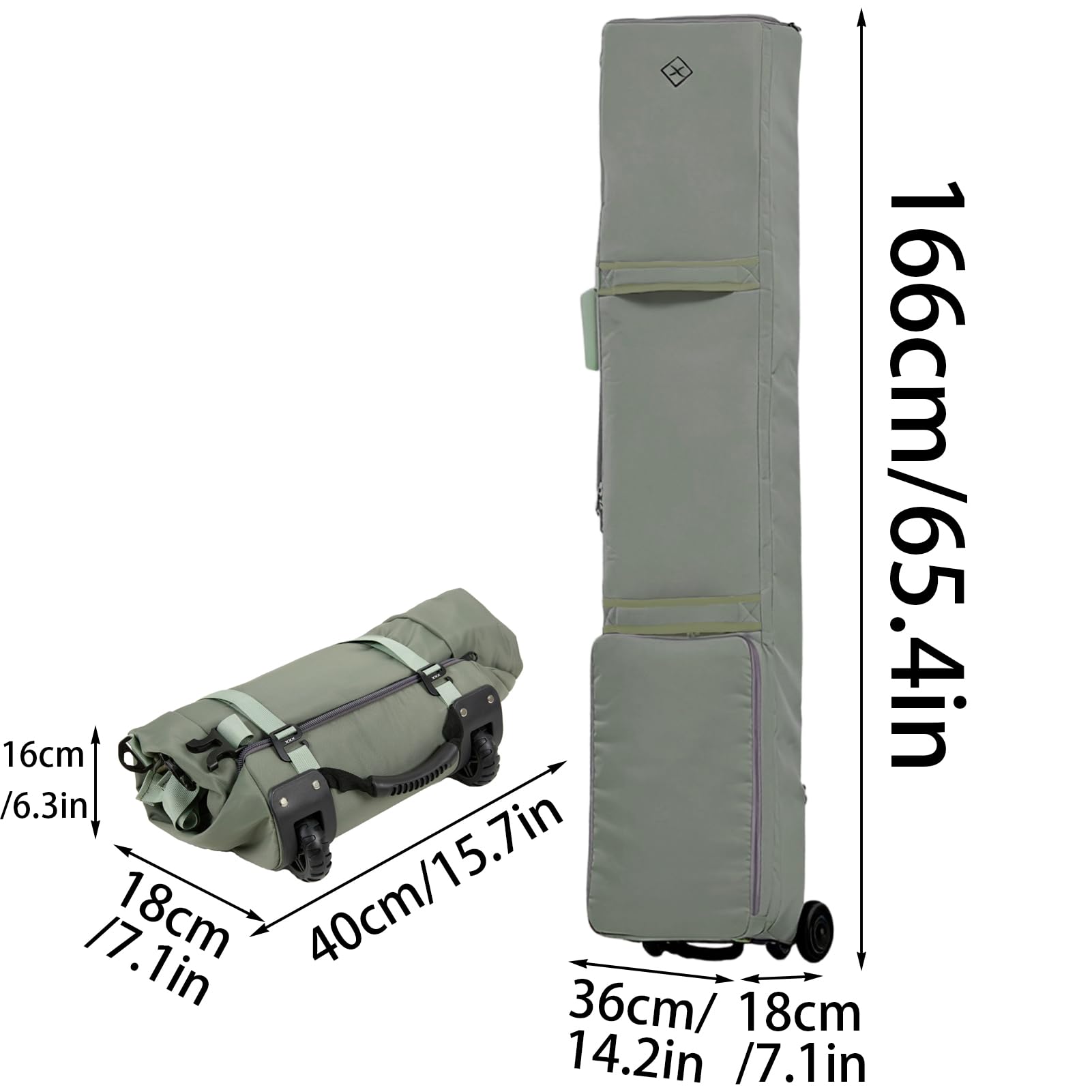 90L/100L Snowboardtasche Faltbare Skitasche mit Rollen wasserdichte Snowboard Tasche ski Skier leicht großes Angelzelt Reisetasche skisack Wheeled Tent Bag