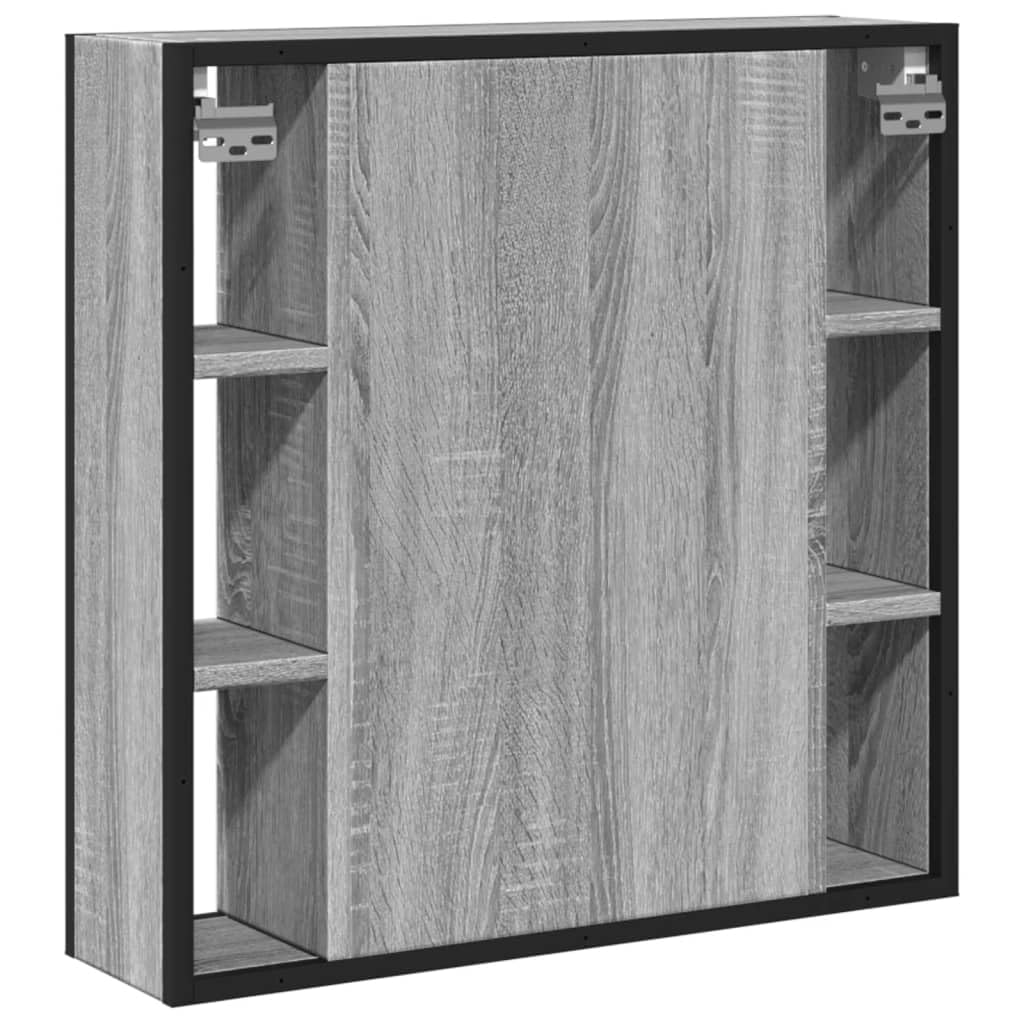 SYDE Armario Baño con Espejo Madera Gris Sonoma 60x16x60 cm | Montaje En Pared, Contrachapado Resistente A Humedad, Almacenaje Organizado, Imagen Nitida