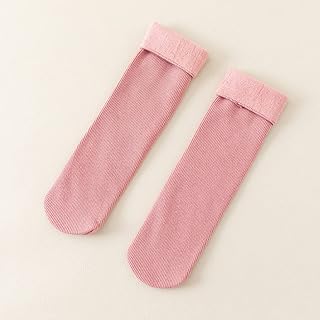 5 pares de calcetines gruesos y suaves de invierno de forro polar térmico para nieve, acogedores, mullidos, cálidos, para invierno, color rosa, 5 pares
