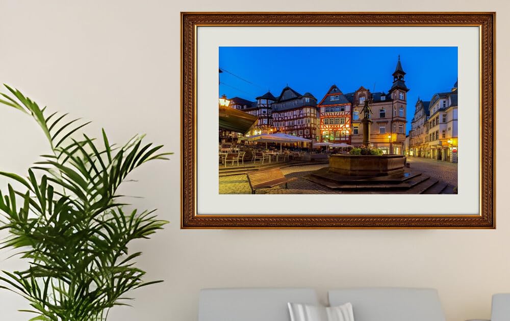 JVERF - JZZG04934 Germany Houses Evening Marburg Market Square Town| Self-Adhesive Painting | Frameless