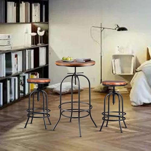 Miniatura 9 de LOKKHAN Mesa de bar industrial, 37.4 a 45.3 pulgadas, barra giratoria de altura ajustable, mesa de pub bistró de 23.7 pulgadas, base de metal